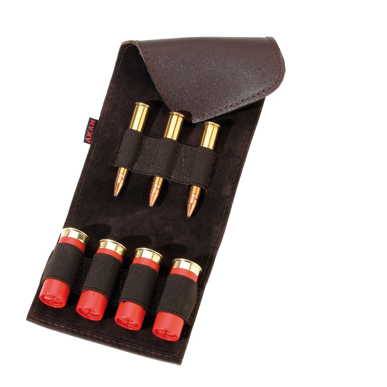 Akah Buck-Leather Poach 3 Chartr and 4 Shotshells with Clip