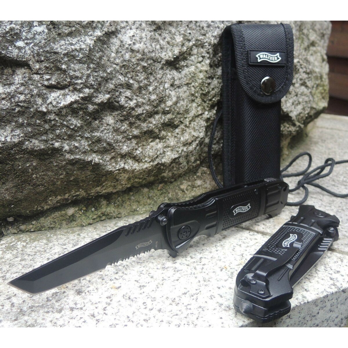 Walther Messer Black Tac Tanto Knife, schwarz, 199mm