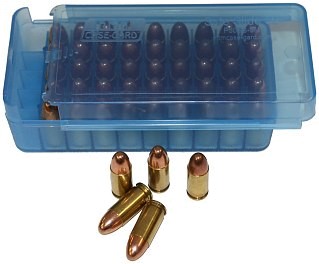 MTM Slide-side box P50SS-9M-24 50RDS von Pistol 9 mm blau-klar | Huntworld.de