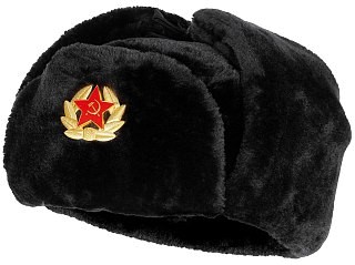 MFH Russisch Fellmütze mit Abzeichen Schwarz | Huntworld.de