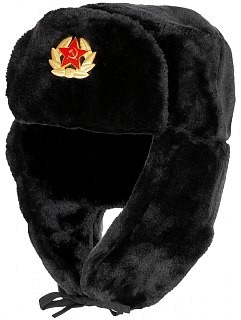 MFH Russisch Fellmütze mit Abzeichen Schwarz | Huntworld.de